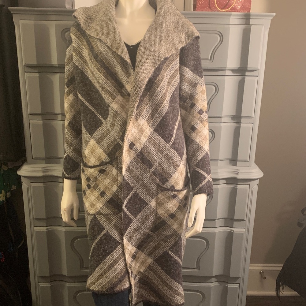Cozy & Plush Plaid Maxi Cardigan XS